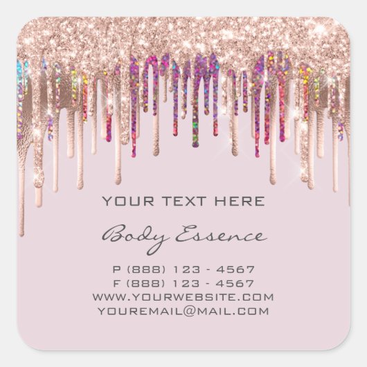 Makeup Holografen Roos Product Roze Vierkante Sticker (Voorkant)