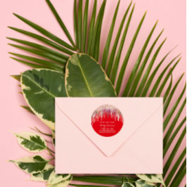 Makeup Holografen Roos Rode Feestdagen Ronde Sticker