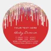 Makeup Holografen Roos Rode Feestdagen Ronde Sticker (Voorkant)