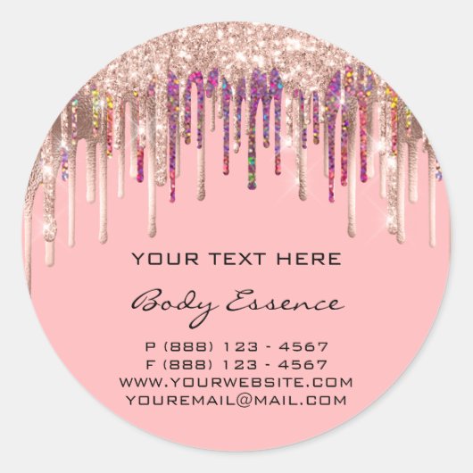 Makeup Holografen Roos Roze Feestdagen Ronde Sticker (Voorkant)