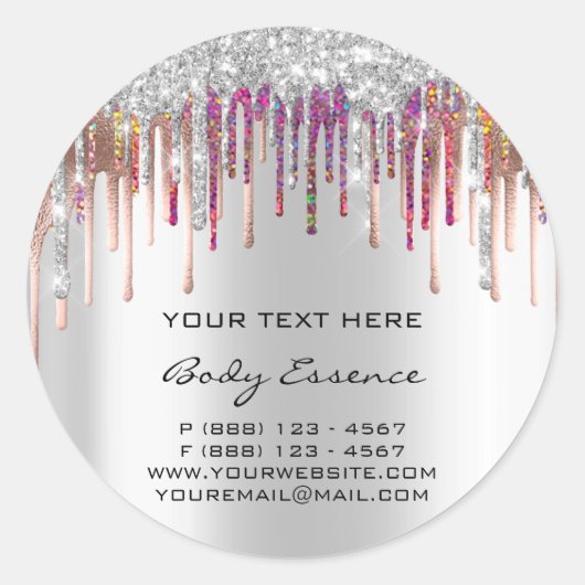 Makeup Holografen Roos Silver Feestdagen Ronde Sticker (Voorkant)