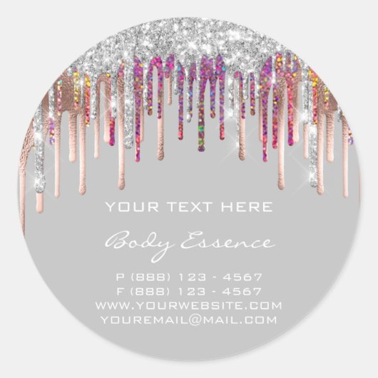 Makeup Holografen Roos Silver-promotie Ronde Sticker (Voorkant)