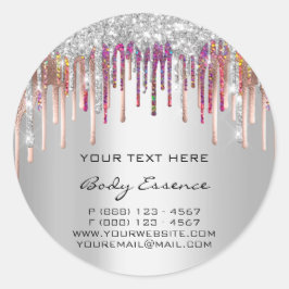 Makeup Holografen Roos Zilvergrijze Feestdagen Ronde Sticker