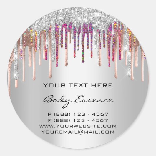 Makeup Holografen Roos Zilvergrijze Feestdagen Ronde Sticker (Voorkant)