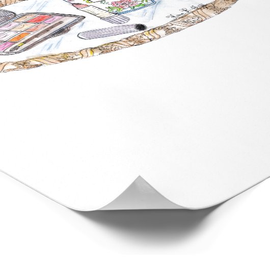 Makeup Illustratie Antiek Makeup Tray Mode Poster (Hoek)