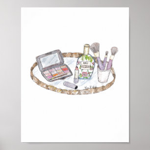 Makeup Illustratie Antiek Makeup Tray Mode Poster