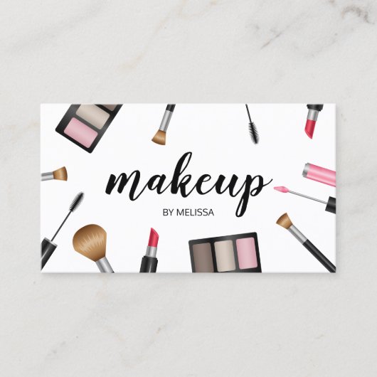 Makeup Illustratie Makeup Artist Cosmetoloog Visitekaartje (Voorkant)