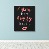 Makeup is kunst Beauty is geest Canvas Afdruk (Insitu (Houten vloer))
