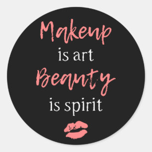Makeup is kunst Beauty is geest Ronde Sticker