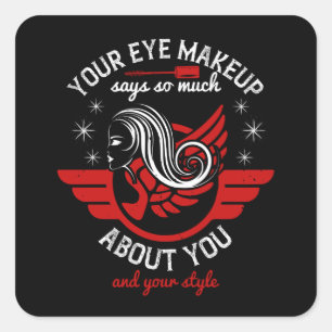 Makeup - je oogbolletje zegt zo veel vierkante sticker