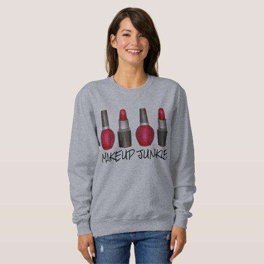 Makeup Junkie Red Lipstick Nail Pools Sweatshirt (Voorkant volledig)