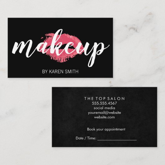 Makeup & Kiss Afsprakenkaartje (Voorkant / Achterkant)