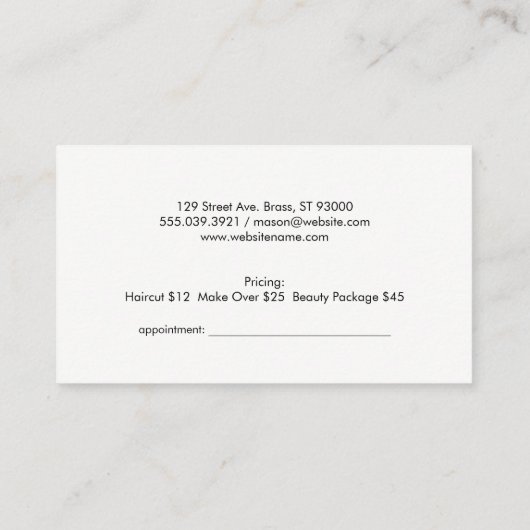 Makeup Kit | Achtergrond marmer Afsprakenkaartje (Achterkant)