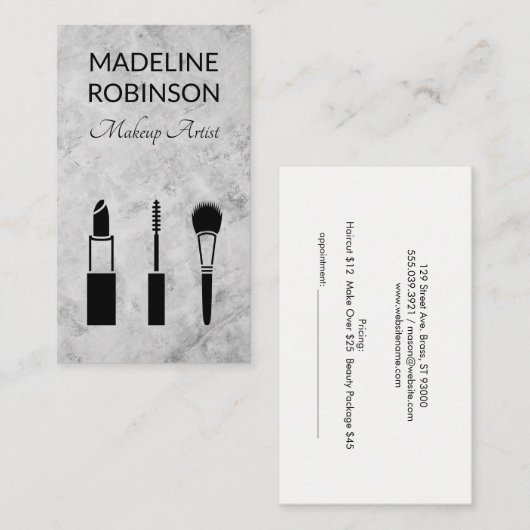Makeup Kit | Achtergrond marmer Afsprakenkaartje (Voorkant / Achterkant)