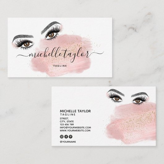 Makeup kunstenaar Beauty Salon Lash Extension Feat Visitekaartje (Voorkant / Achterkant)