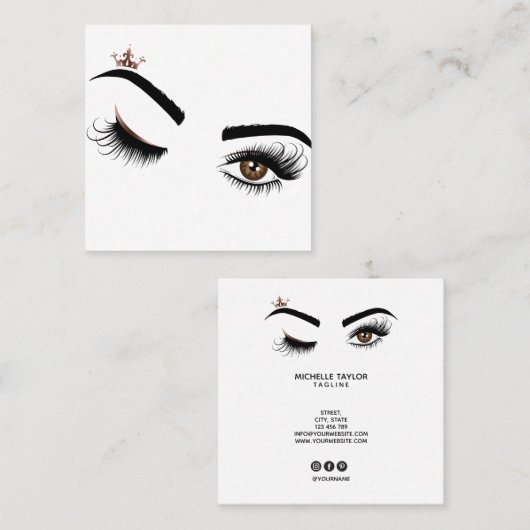 Makeup kunstenaar Beauty Salon Lash Extension wink Vierkante Visitekaartje (Voorkant / Achterkant)
