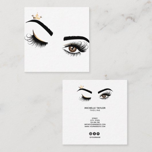 Makeup kunstenaar Beauty Salon Lash Extension wink Vierkante Visitekaartje (Voorkant / Achterkant)