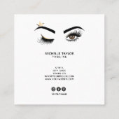 Makeup kunstenaar Beauty Salon Lash Extension wink Vierkante Visitekaartje (Achterkant)