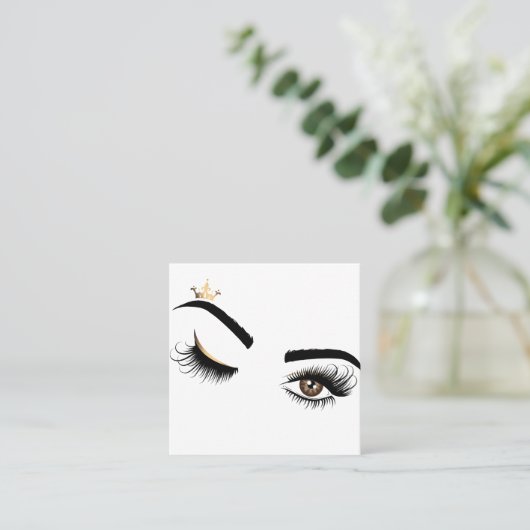 Makeup kunstenaar Beauty Salon Lash Extension wink Vierkante Visitekaartje (Staand voorkant)