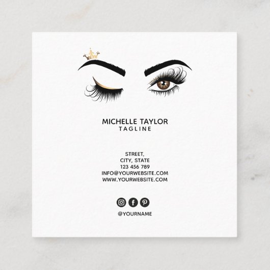 Makeup kunstenaar Beauty Salon Lash Extension wink Vierkante Visitekaartje (Achterkant)