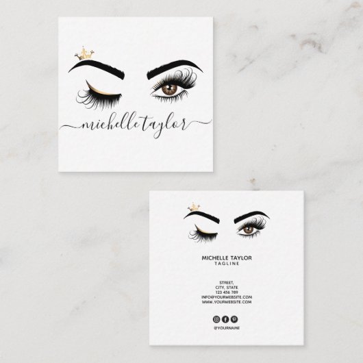 Makeup kunstenaar Beauty Salon Lash Extension wink Vierkante Visitekaartje (Voorkant / Achterkant)
