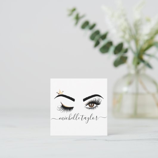 Makeup kunstenaar Beauty Salon Lash Extension wink Vierkante Visitekaartje (Staand voorkant)