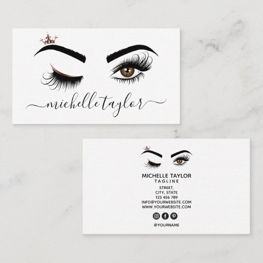 Makeup kunstenaar Beauty Salon Lash Extension wink Visitekaartje (Voorkant / Achterkant)
