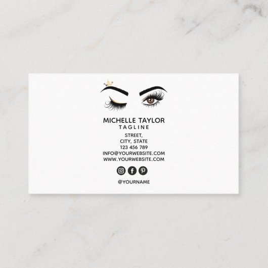 Makeup kunstenaar Beauty Salon Lash Extension wink Visitekaartje (Achterkant)