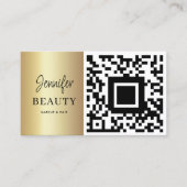 Makeup kunstenaar Beauty Salon QR Code Modern Gold Visitekaartje (Voorkant)