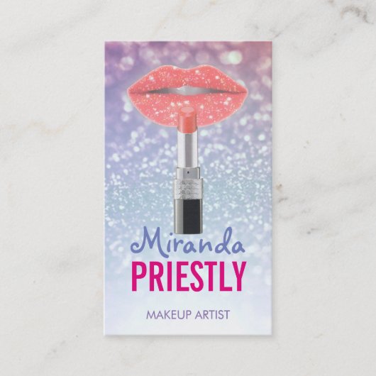 Makeup kunstenaar Beauty Salon Red Lips & Lipstick Afsprakenkaartje (Voorkant)