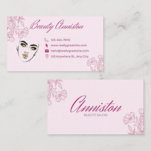 Makeup kunstenaar Beauty Salon, Roze design Beauty Visitekaartje (Voorkant / Achterkant)