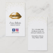 Makeup kunstenaar Beauty Salon Trendy Gold Lips Visitekaartje (Voorkant / Achterkant)