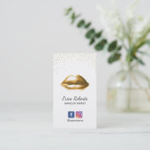 Makeup kunstenaar Beauty Salon Trendy Gold Lips Visitekaartje (Staand voorkant)