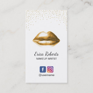 Makeup kunstenaar Beauty Salon Trendy Gold Lips Visitekaartje