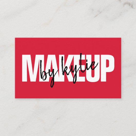 Makeup kunstenaar bold signature script vet rood visitekaartje (Voorkant)