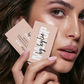 Makeup kunstenaar bold signature script zwart roze visitekaartje