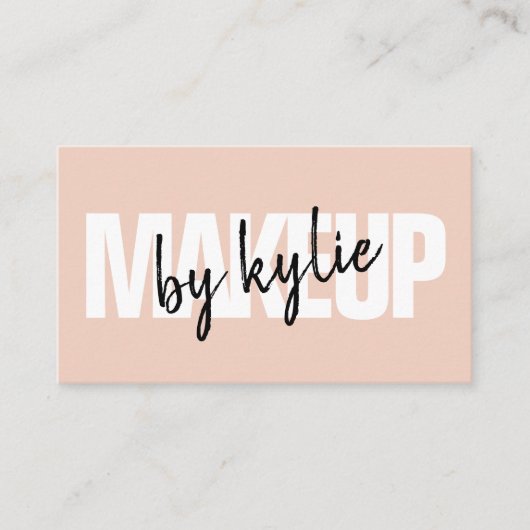 Makeup kunstenaar bold signature script zwart roze visitekaartje (Voorkant)