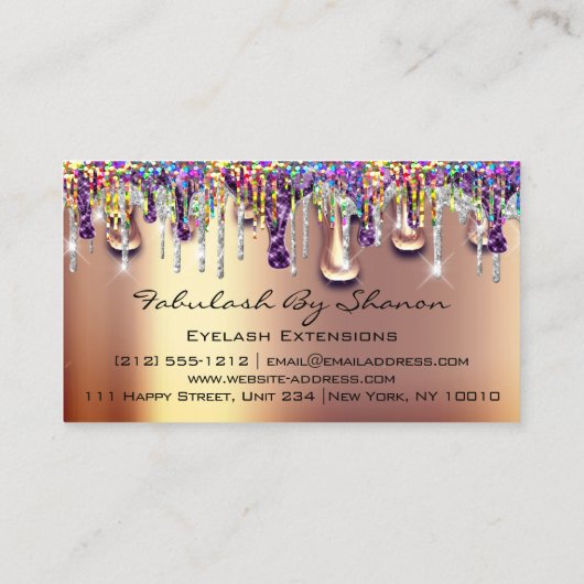 Makeup kunstenaar bruin Eyelash Gold druipt hologr Visitekaartje (Achterkant)
