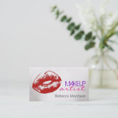 Makeup kunstenaar Cosmetoloog Red Lips Visitekaartje (Staand voorkant)