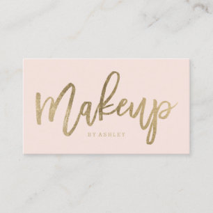 Makeup kunstenaar elegant faux gold typografie roz visitekaartje