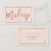 Makeup kunstenaar elegant roos gold typografie blu visitekaartje (Voorkant / Achterkant)