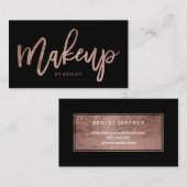 Makeup kunstenaar elegant roos gold typografie zwa visitekaartje (Voorkant / Achterkant)