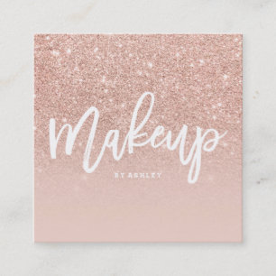 Makeup kunstenaar elegant typografie blauw roos go vierkante visitekaartje