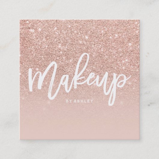 Makeup kunstenaar elegant typografie blauw roos go vierkante visitekaartje (Voorkant)