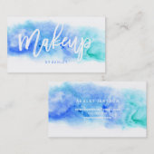 Makeup kunstenaar elegant typografie blauwe waterv visitekaartje (Voorkant / Achterkant)