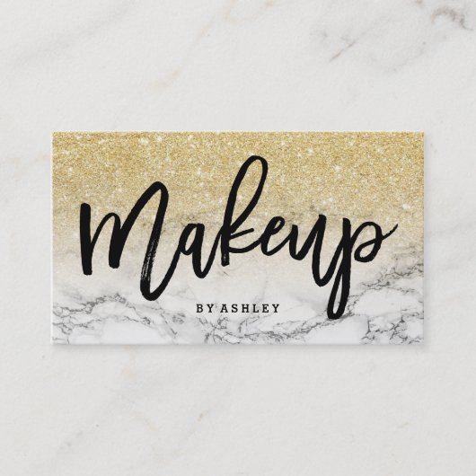 Makeup kunstenaar elegant typografie goud ombre ma visitekaartje (Voorkant)