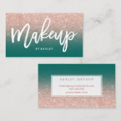 Makeup kunstenaar elegant typografie groen roos go visitekaartje (Voorkant / Achterkant)