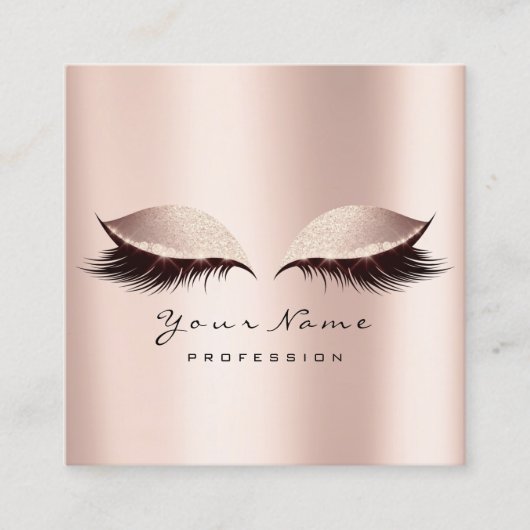 Makeup kunstenaar Eyebrow Eye Lash Glitter Pink Ro Vierkante Visitekaartje (Voorkant)
