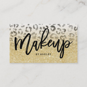 Makeup kunstenaar faux gold glitter leopard waterv visitekaartje