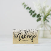 Makeup kunstenaar faux gold glitter leopard waterv visitekaartje (Staand voorkant)
